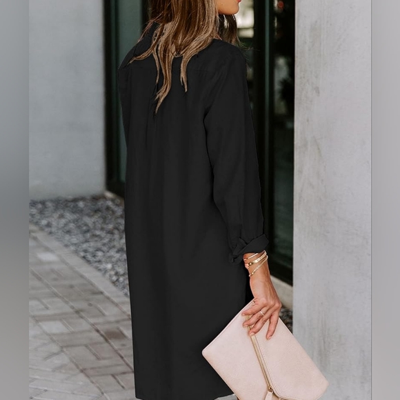 NWT Womens Button Down Shirt Dresses w Pockets medium Tunics Long Sleeve - Picture 5 of 5